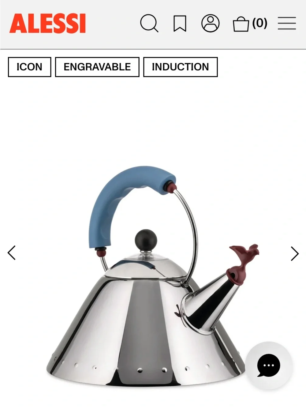 Alesia Blue-Handled Stainless Steel Whistling Tea Kettle